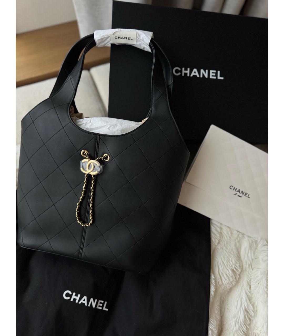 CHANEL Черная кожаная сумка тоут, фото 3