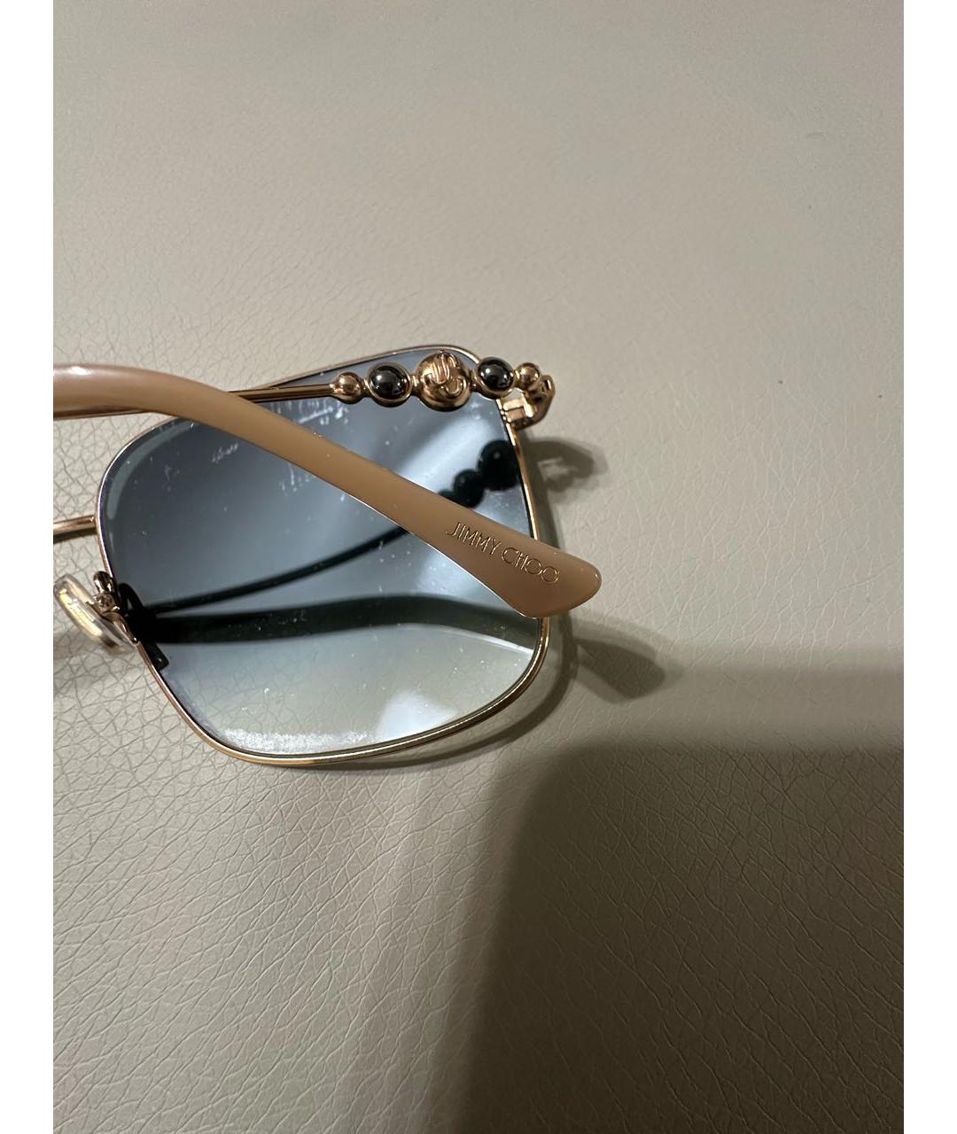 JIMMY CHOO Зеленые металлические солнцезащитные очки, фото 5