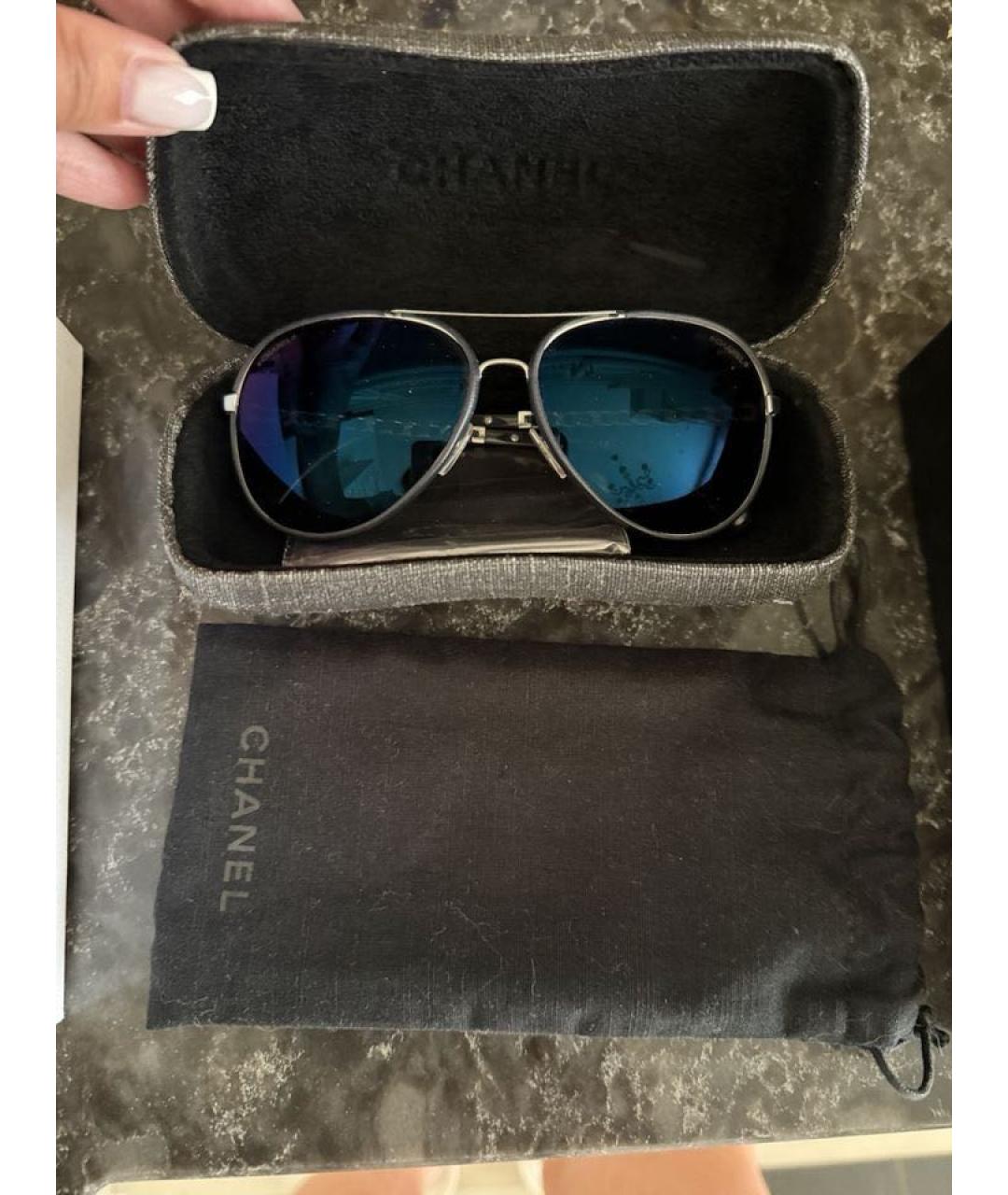 CHANEL Темно-синие металлические солнцезащитные очки, фото 5