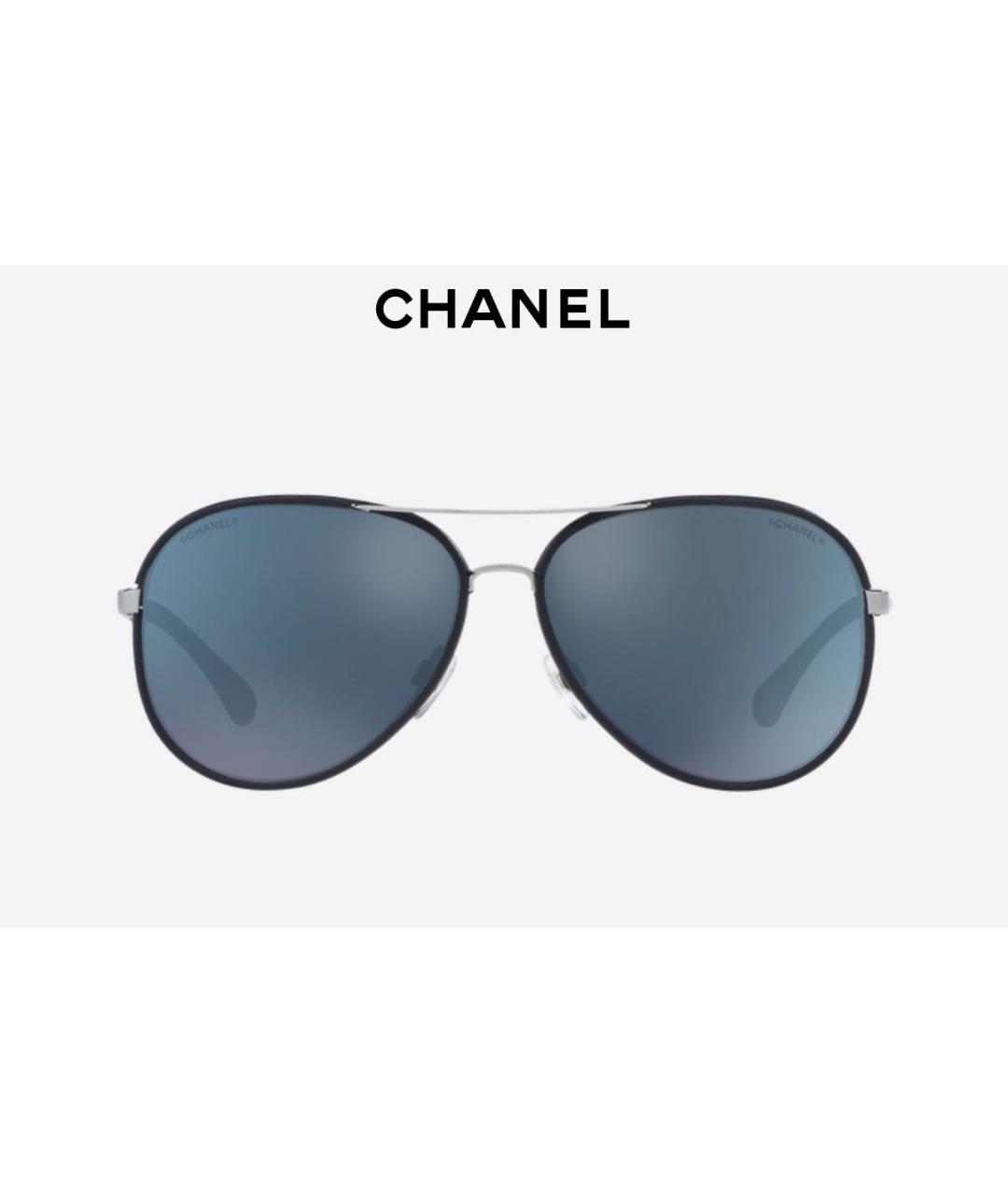 CHANEL Темно-синие металлические солнцезащитные очки, фото 8