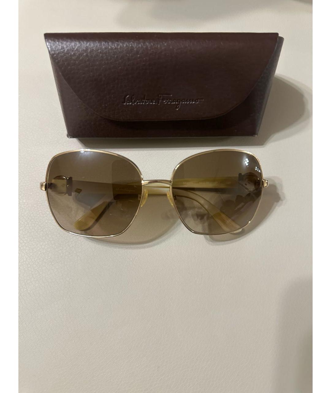 FERRAGAMO Коричневые металлические солнцезащитные очки, фото 2