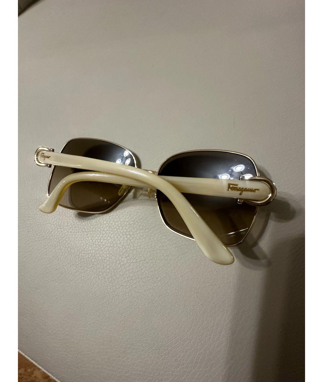 FERRAGAMO Коричневые металлические солнцезащитные очки, фото 5