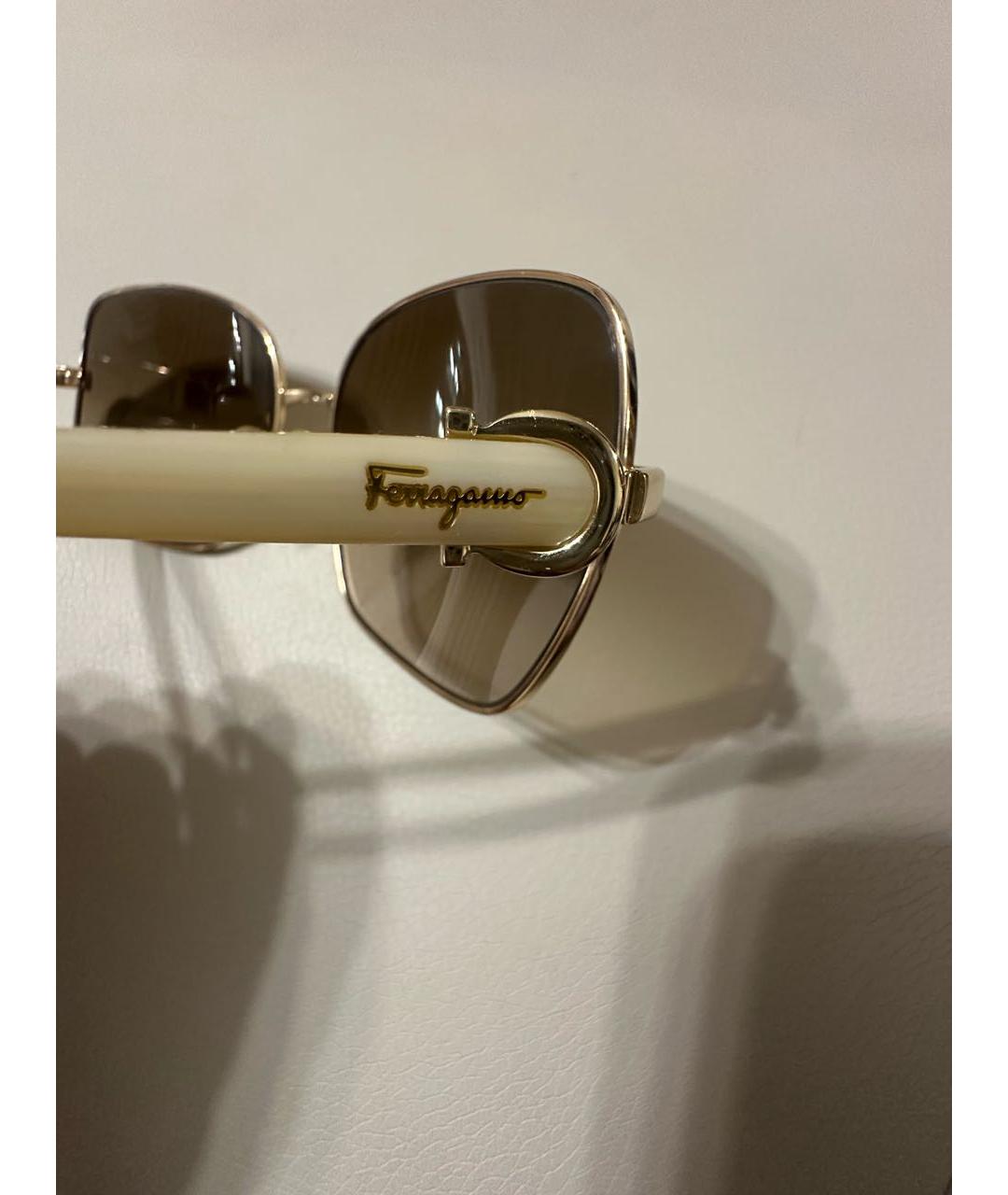 FERRAGAMO Коричневые металлические солнцезащитные очки, фото 4