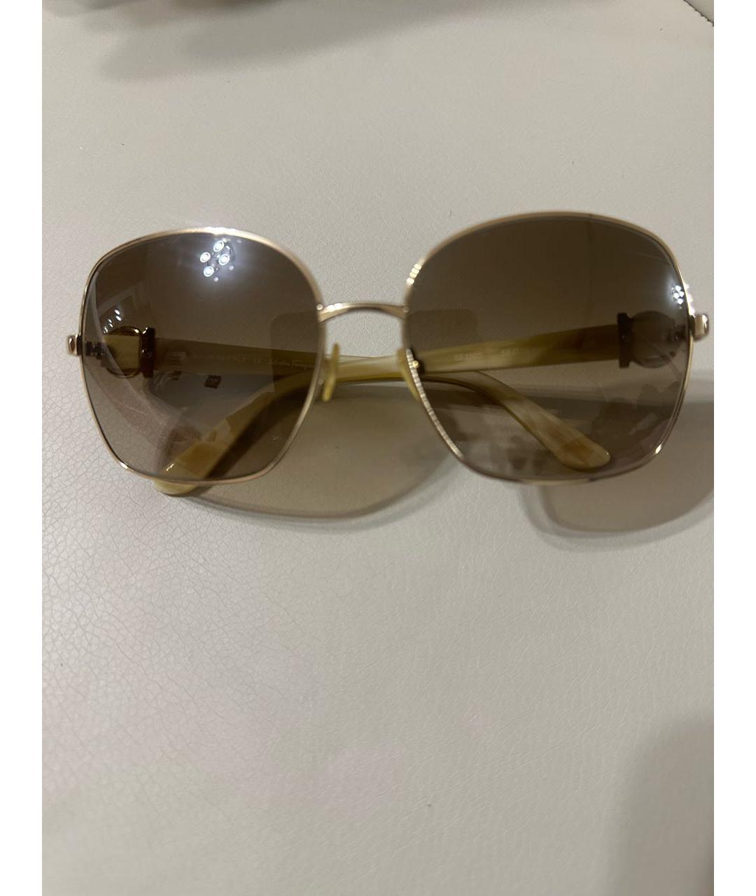 FERRAGAMO Коричневые металлические солнцезащитные очки, фото 6