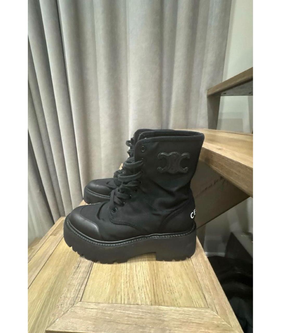 CELINE Черные текстильные ботинки, фото 4