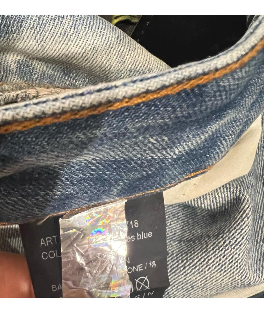 PHILIPP PLEIN Синие хлопковые прямые джинсы, фото 5