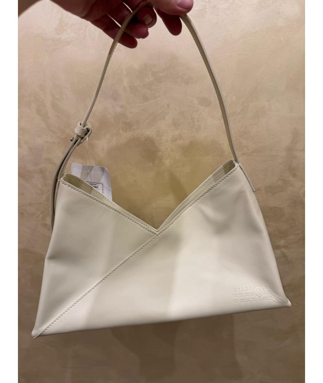 MM6 MAISON MARGIELA Бежевая кожаная сумка через плечо, фото 7