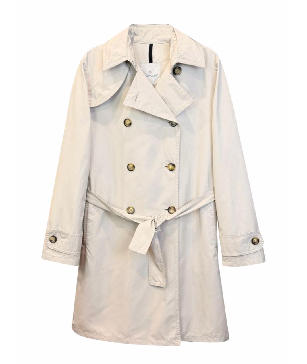 MONCLER Бежевый полиэстеровый тренч/плащ, фото 1