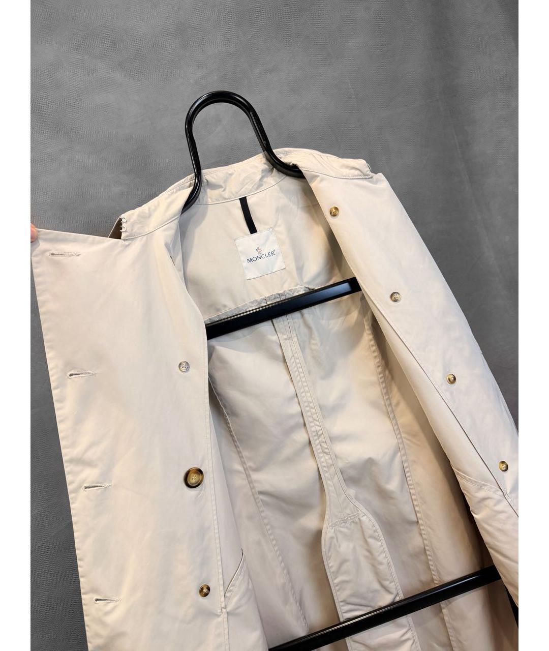 MONCLER Бежевый полиэстеровый тренч/плащ, фото 6