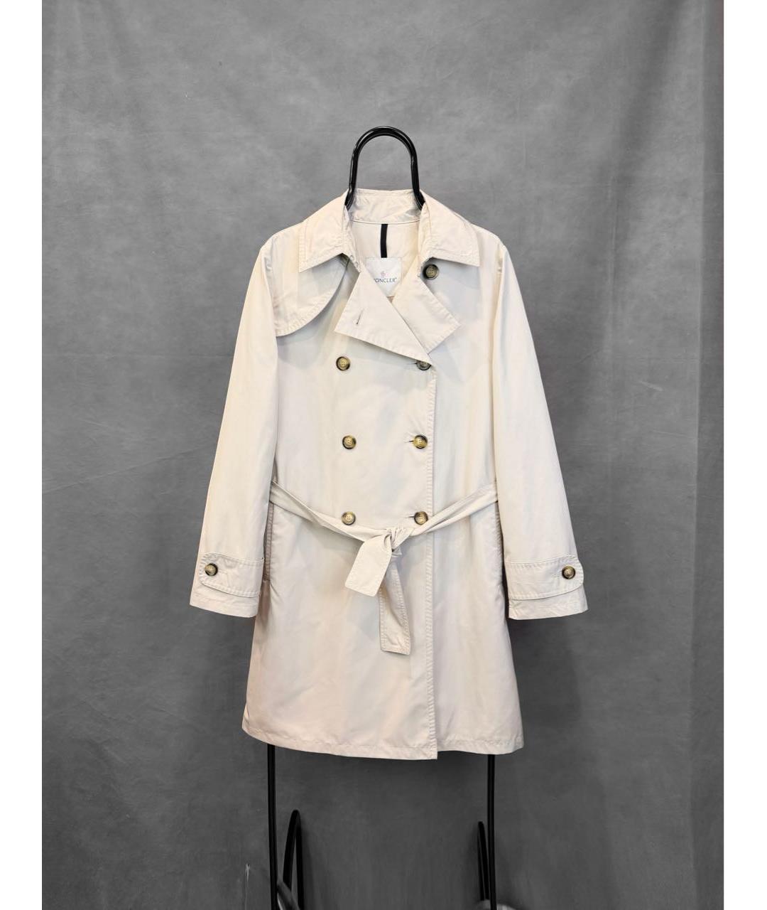 MONCLER Бежевый полиэстеровый тренч/плащ, фото 8