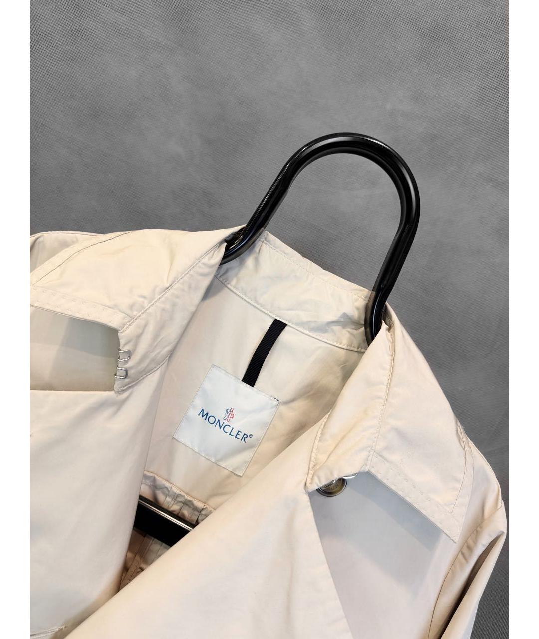 MONCLER Бежевый полиэстеровый тренч/плащ, фото 3