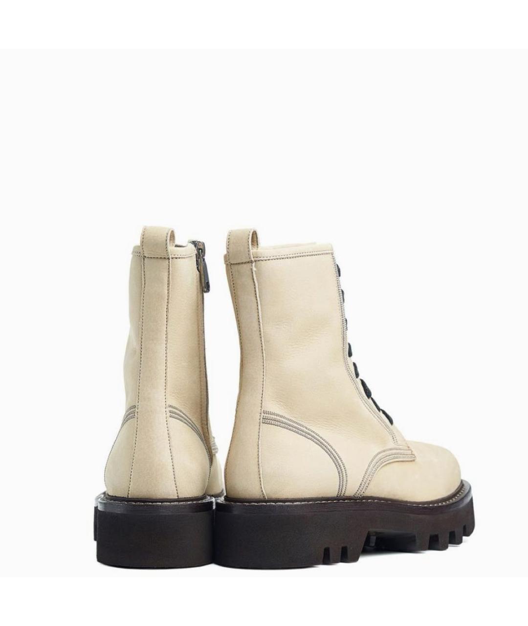 BRUNELLO CUCINELLI Бежевые нубуковые ботинки, фото 3