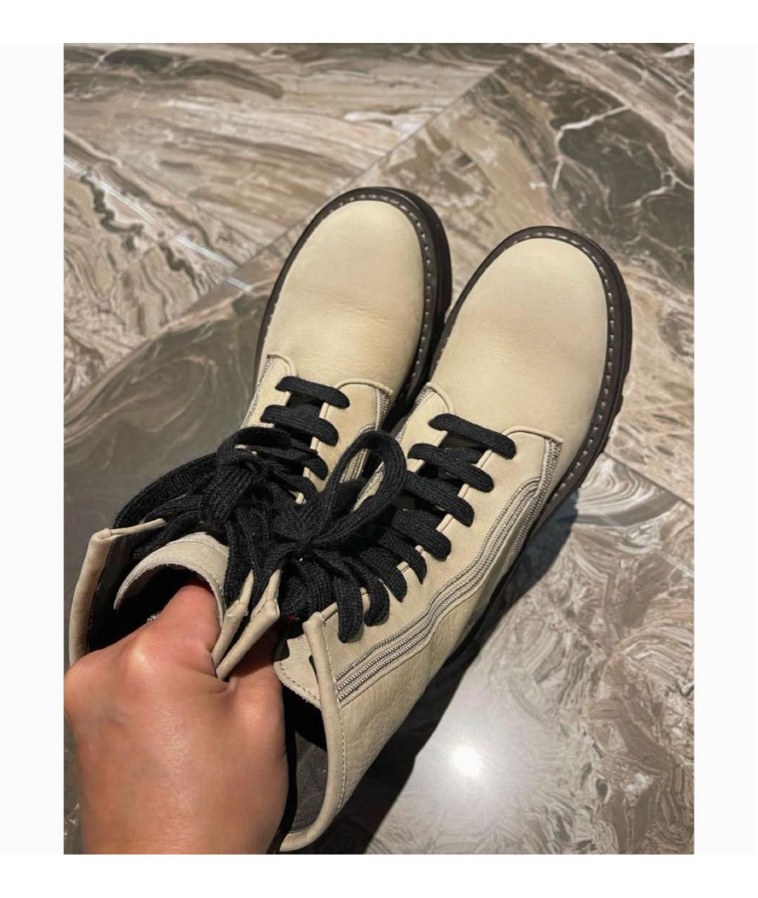 BRUNELLO CUCINELLI Бежевые нубуковые ботинки, фото 5