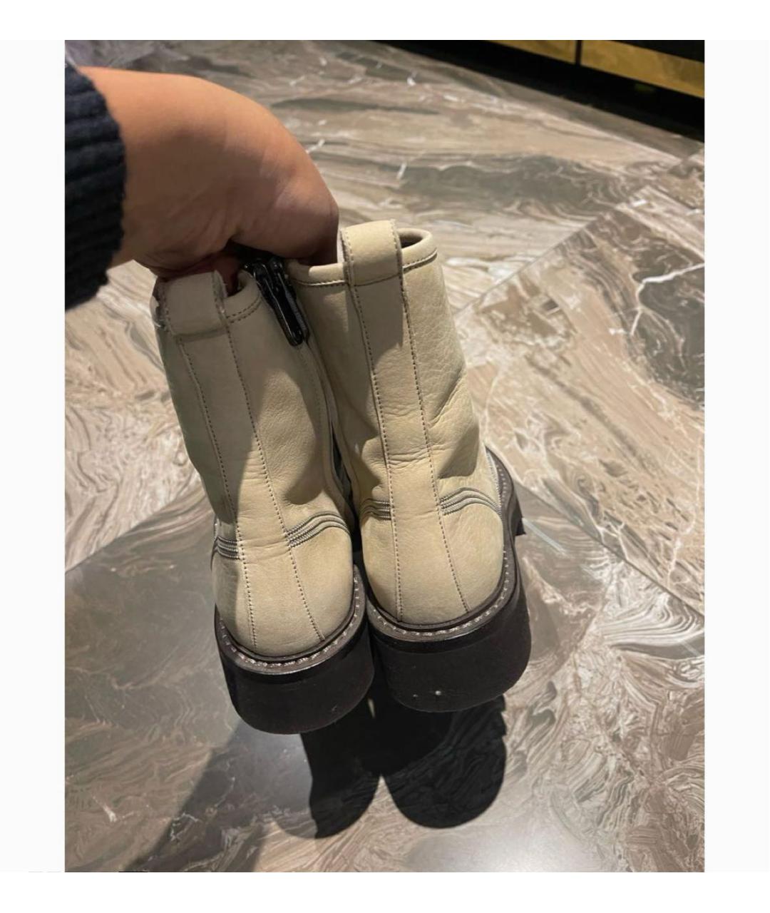 BRUNELLO CUCINELLI Бежевые нубуковые ботинки, фото 6