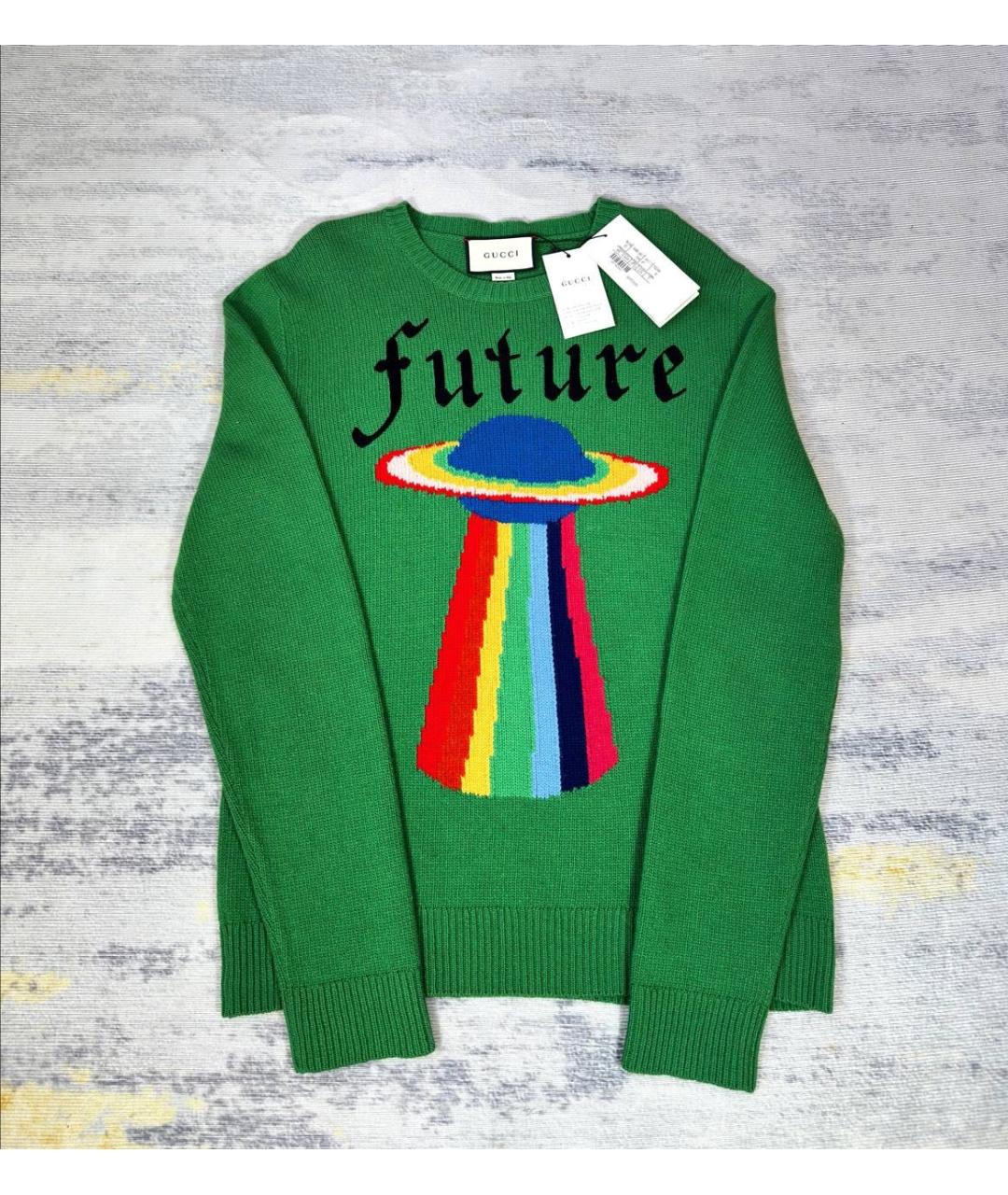 GUCCI Зеленый шерстяной джемпер / свитер, фото 5