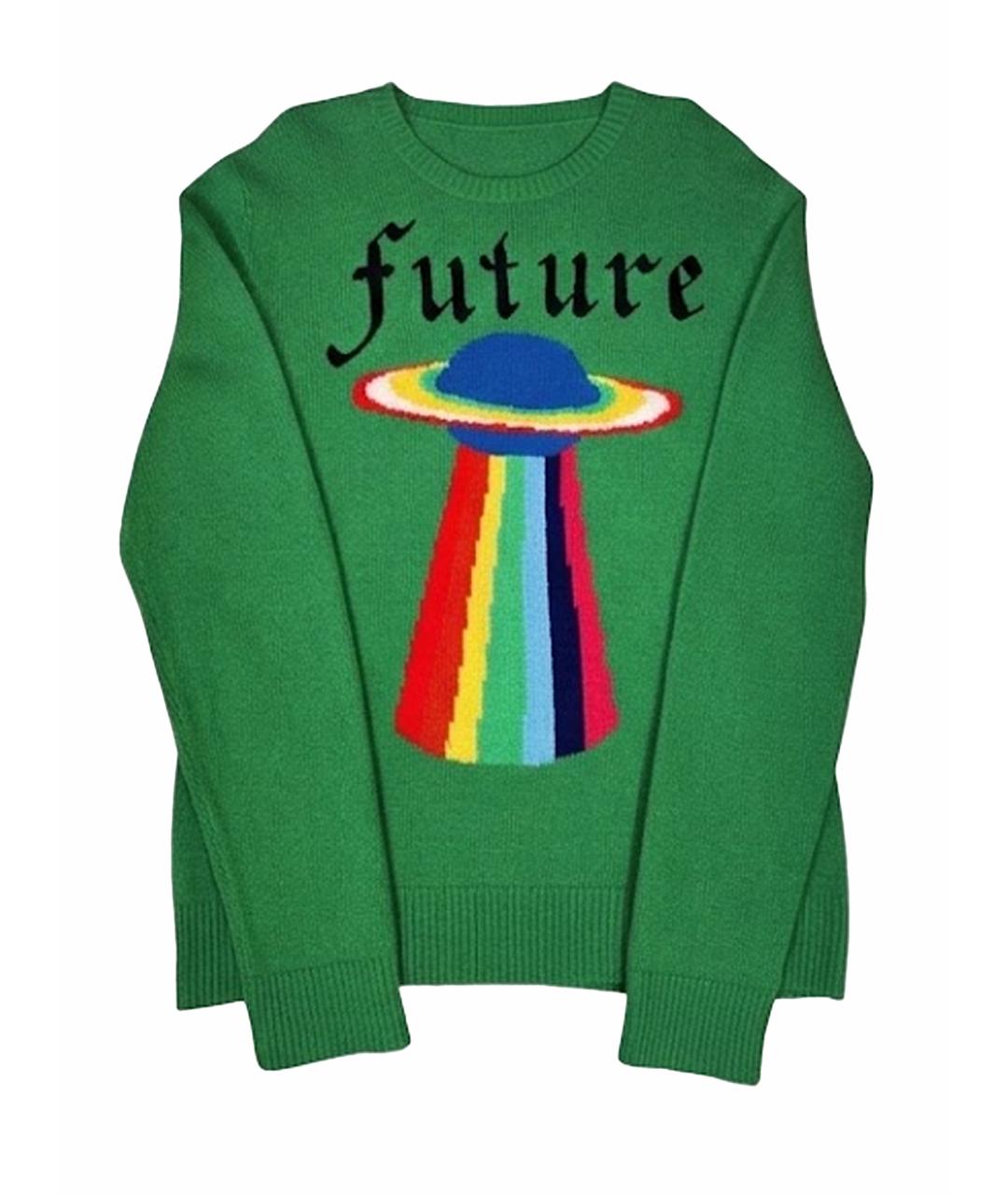 GUCCI Зеленый шерстяной джемпер / свитер, фото 1