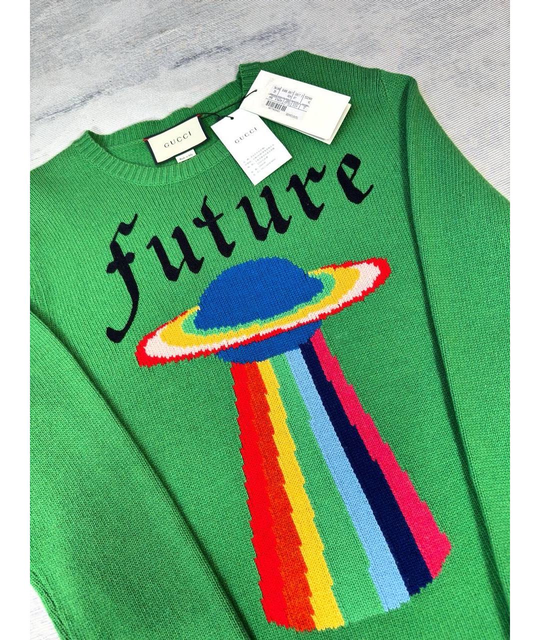 GUCCI Зеленый шерстяной джемпер / свитер, фото 3