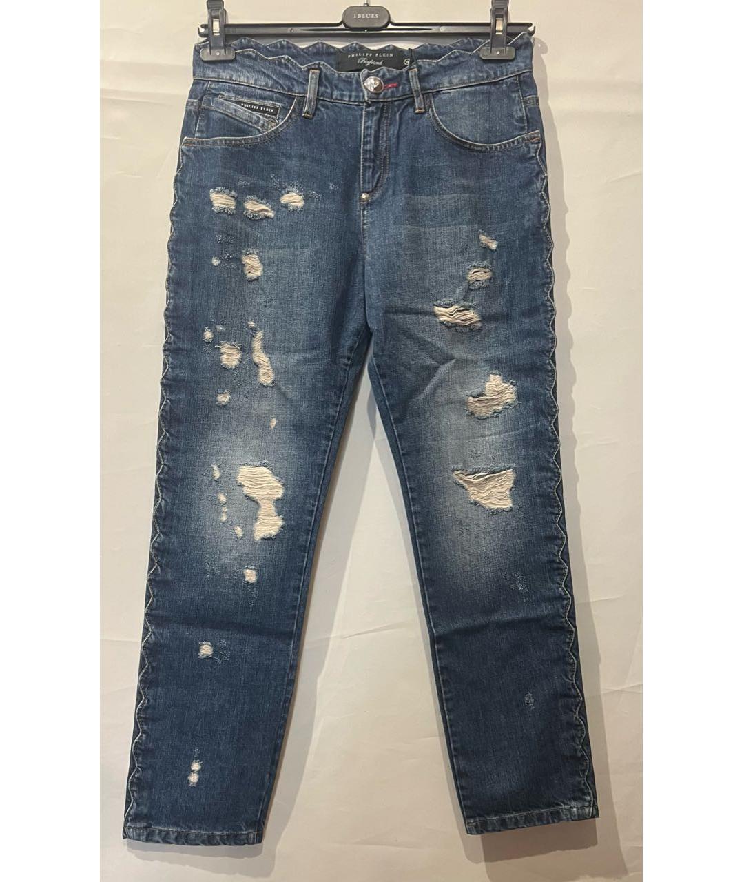 PHILIPP PLEIN Синие хлопковые прямые джинсы, фото 6