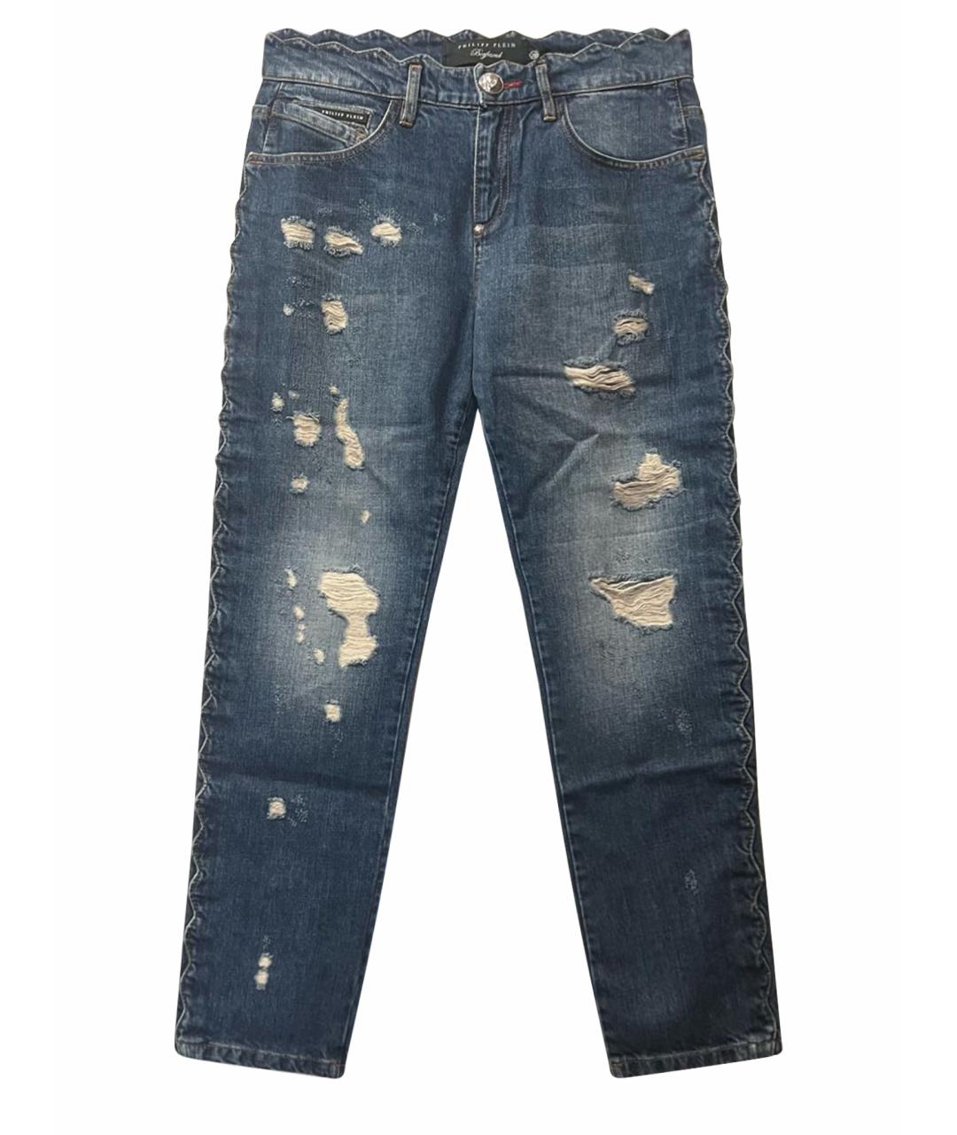 PHILIPP PLEIN Синие хлопковые прямые джинсы, фото 1