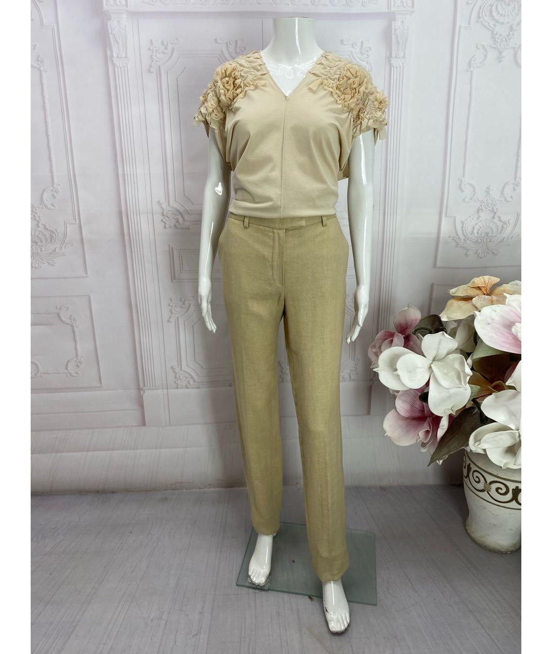 FENDI Бежевые льняные прямые брюки, фото 5