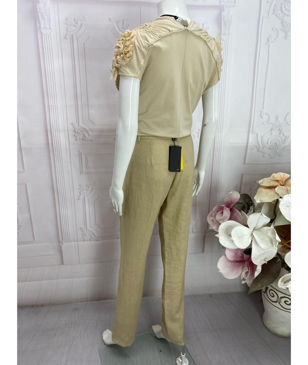 FENDI Бежевые льняные прямые брюки, фото 8