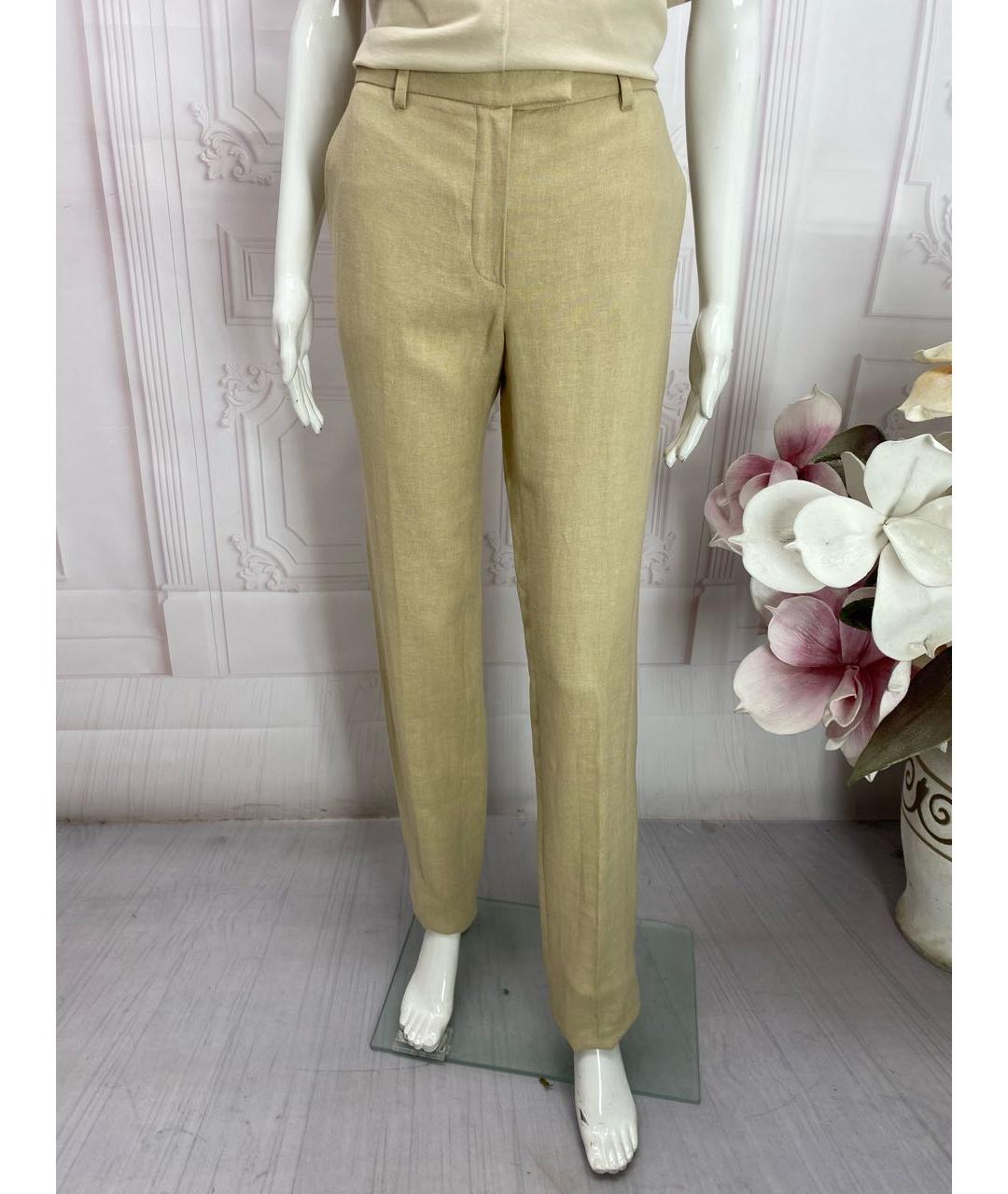 FENDI Бежевые льняные прямые брюки, фото 7