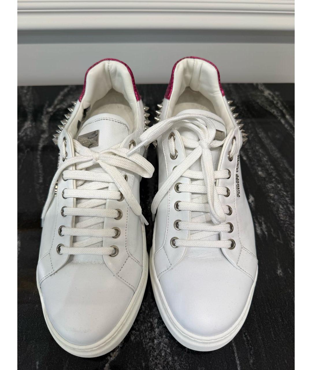 PHILIPP PLEIN Белые кожаные кеды, фото 3