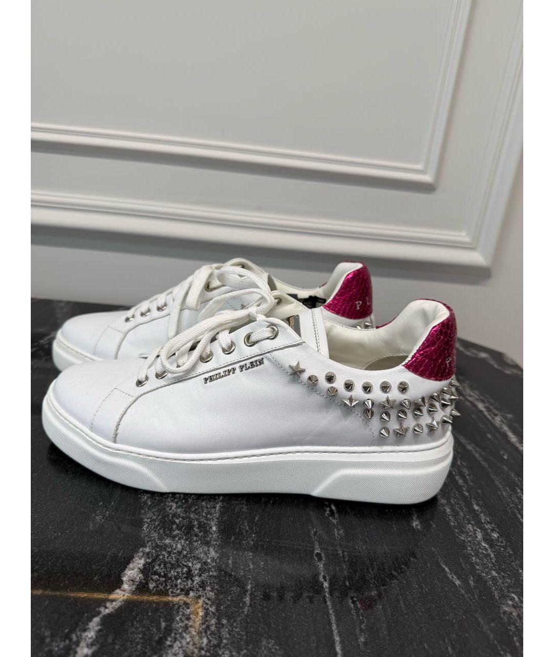 PHILIPP PLEIN Белые кожаные кеды, фото 2