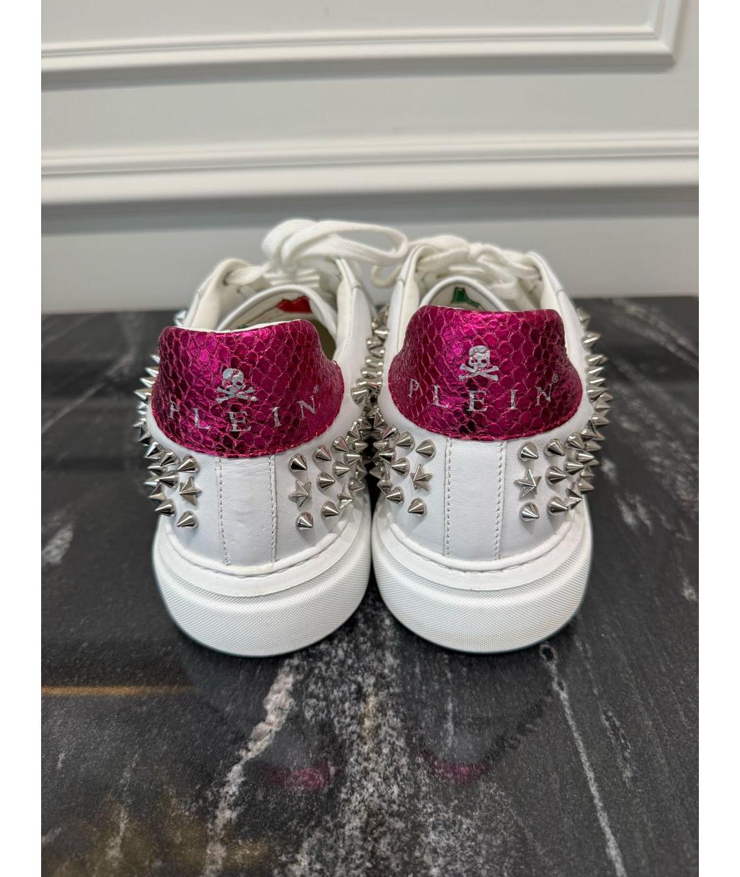 PHILIPP PLEIN Белые кожаные кеды, фото 4