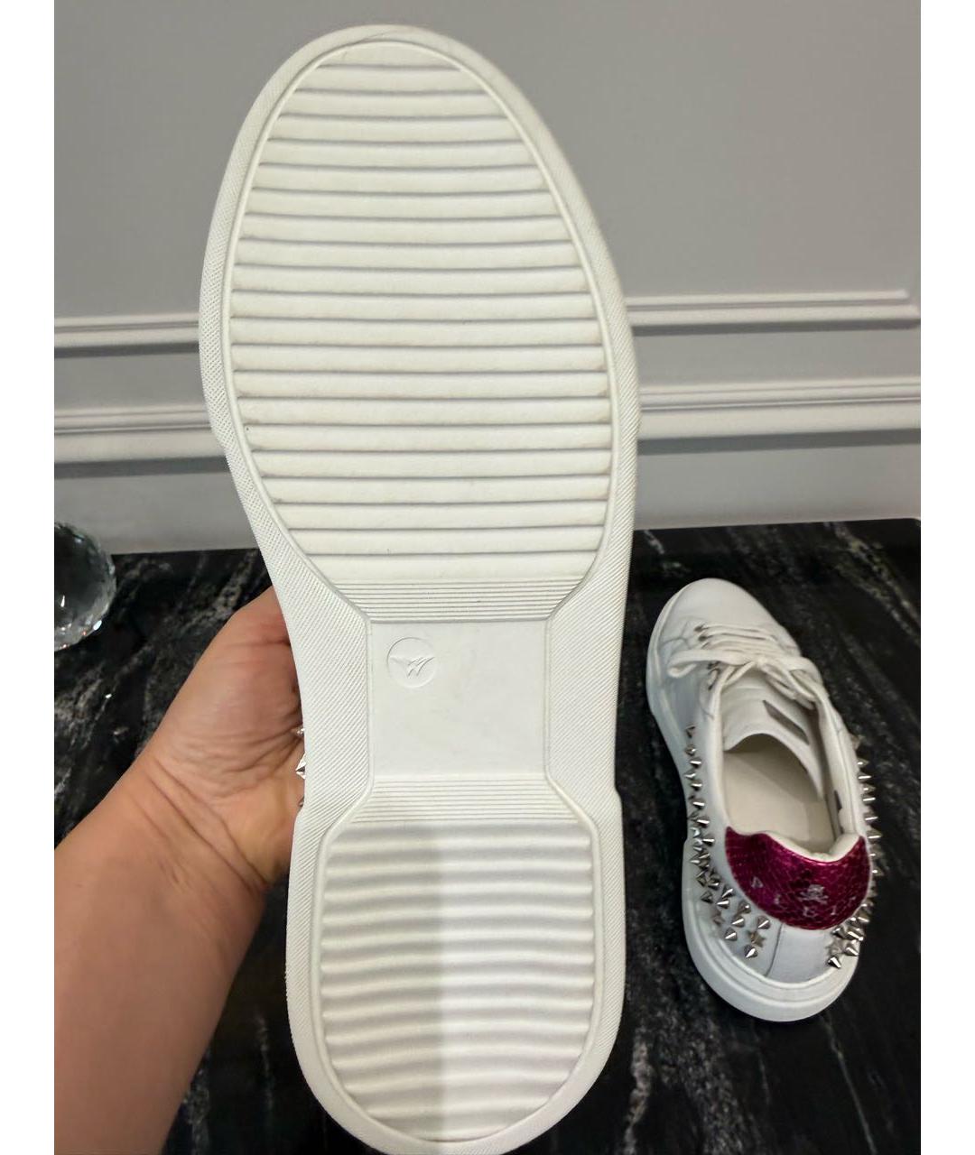 PHILIPP PLEIN Белые кожаные кеды, фото 5