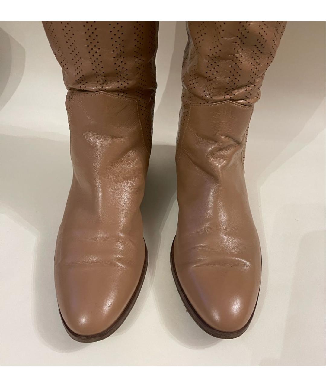 SERGIO ROSSI Бежевые кожаные сапоги, фото 2