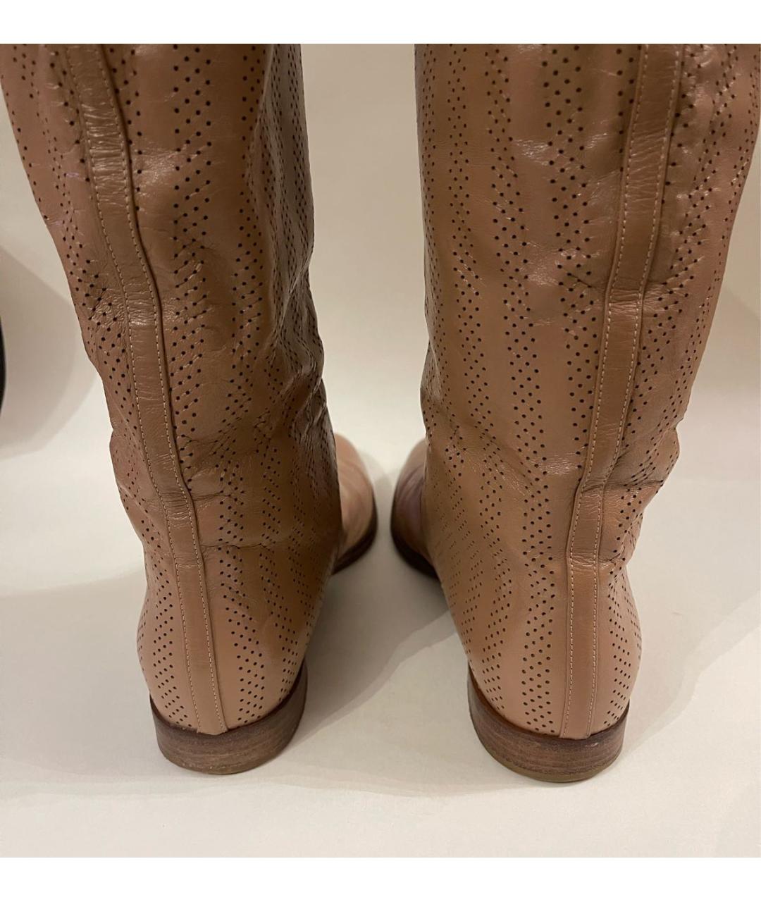 SERGIO ROSSI Бежевые кожаные сапоги, фото 3