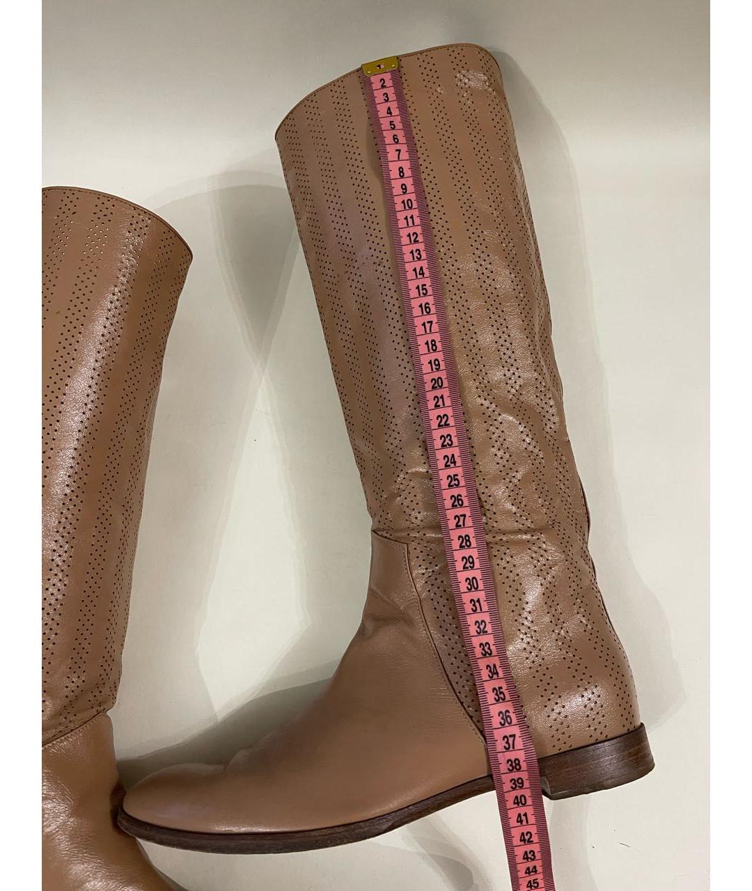 SERGIO ROSSI Бежевые кожаные сапоги, фото 6
