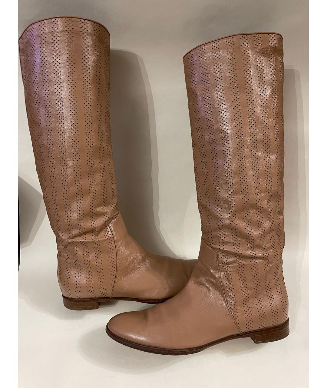 SERGIO ROSSI Бежевые кожаные сапоги, фото 5