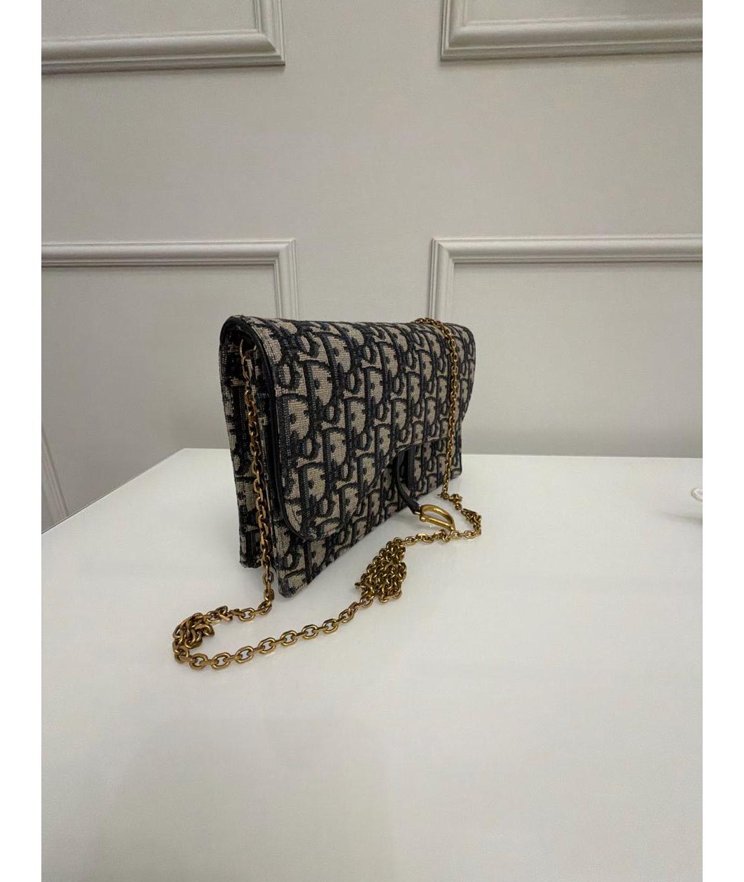 CHRISTIAN DIOR Темно-синяя жаккардовая сумка через плечо, фото 2