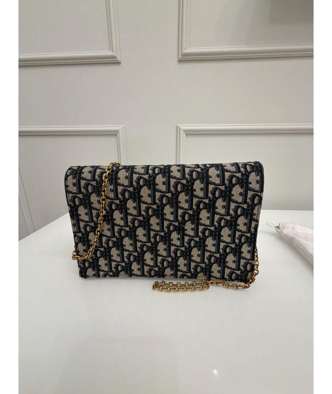 CHRISTIAN DIOR Темно-синяя жаккардовая сумка через плечо, фото 3