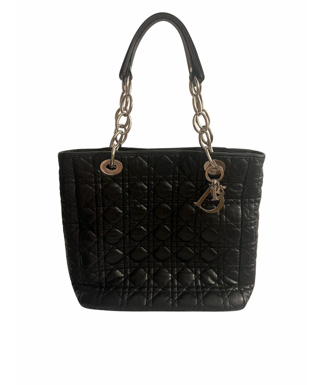 CHRISTIAN DIOR Черная кожаная сумка тоут, фото 1