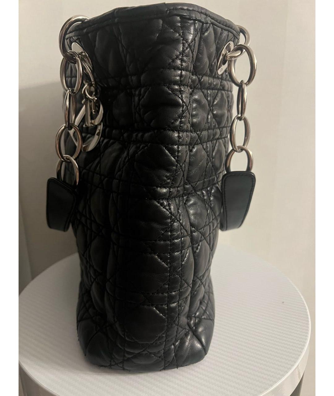 CHRISTIAN DIOR Черная кожаная сумка тоут, фото 2