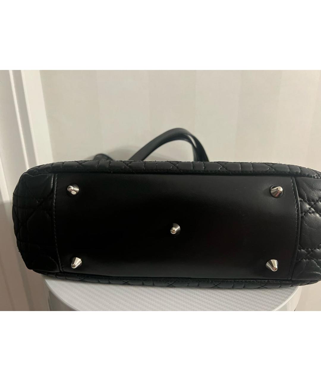 CHRISTIAN DIOR Черная кожаная сумка тоут, фото 5