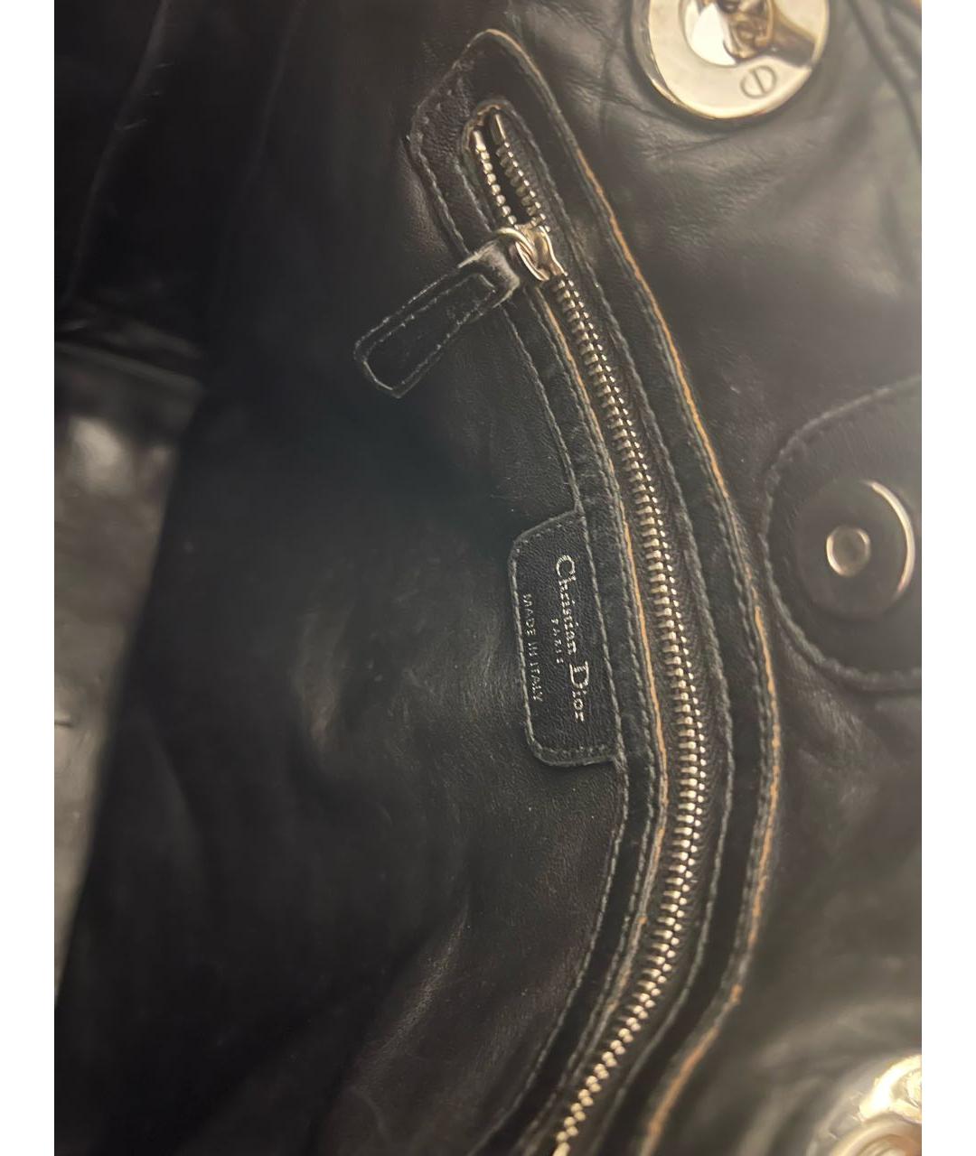 CHRISTIAN DIOR Черная кожаная сумка тоут, фото 4