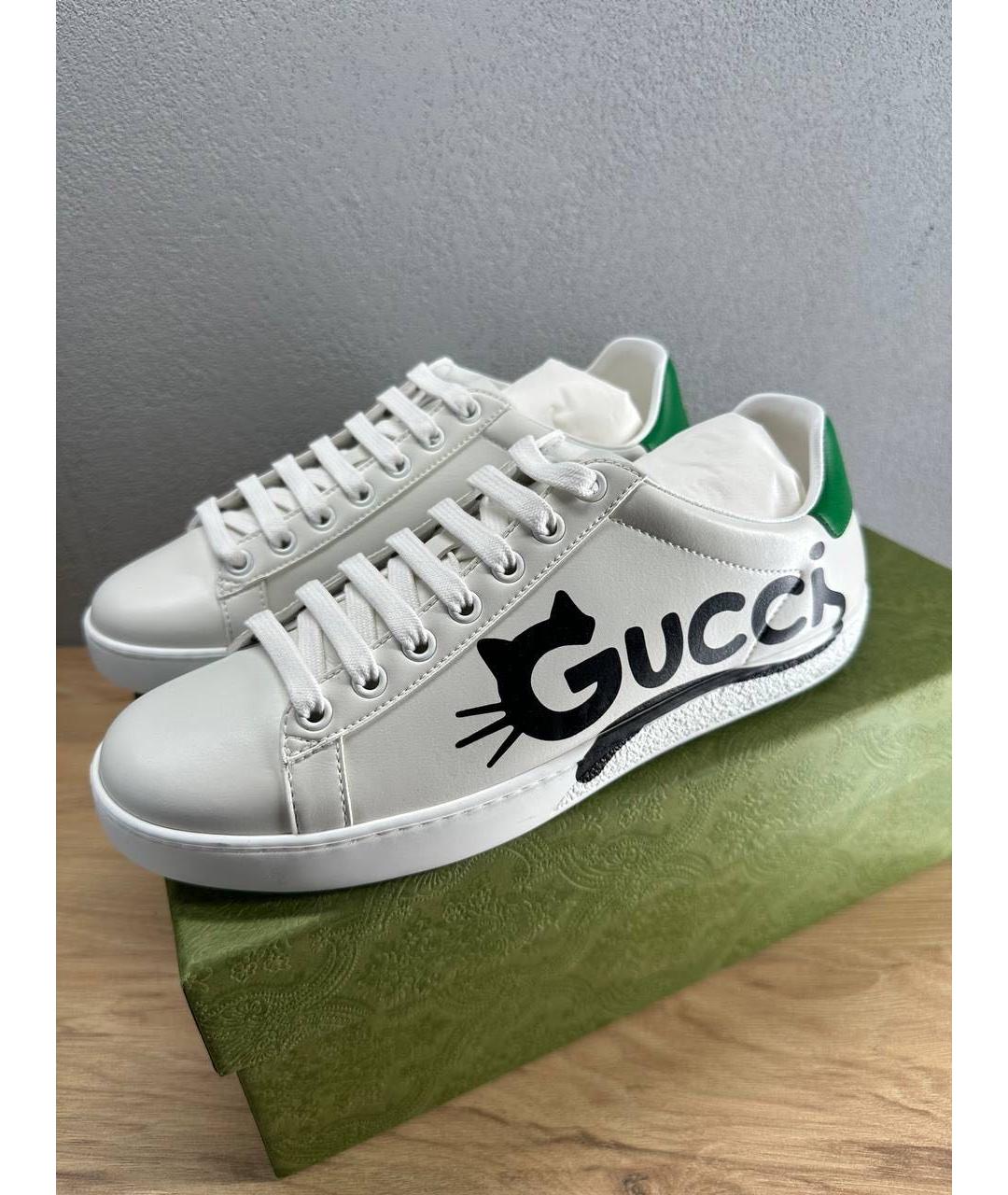 GUCCI Белые кожаные кеды, фото 3