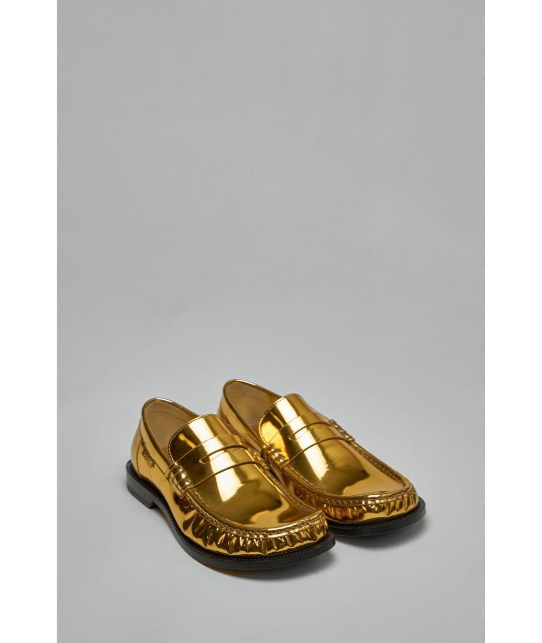 LOEWE Золотые кожаные лоферы, фото 8