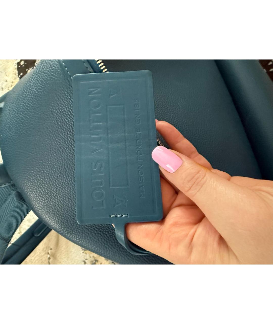 LOUIS VUITTON Синий кожаный рюкзак, фото 7