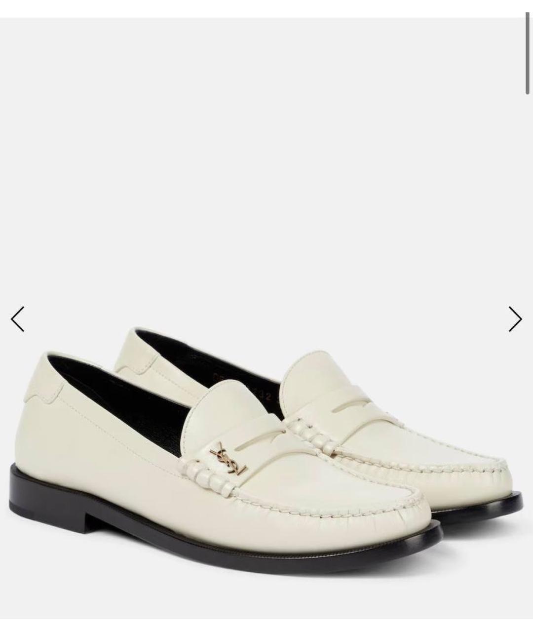SAINT LAURENT Белые кожаные мокасины, фото 2