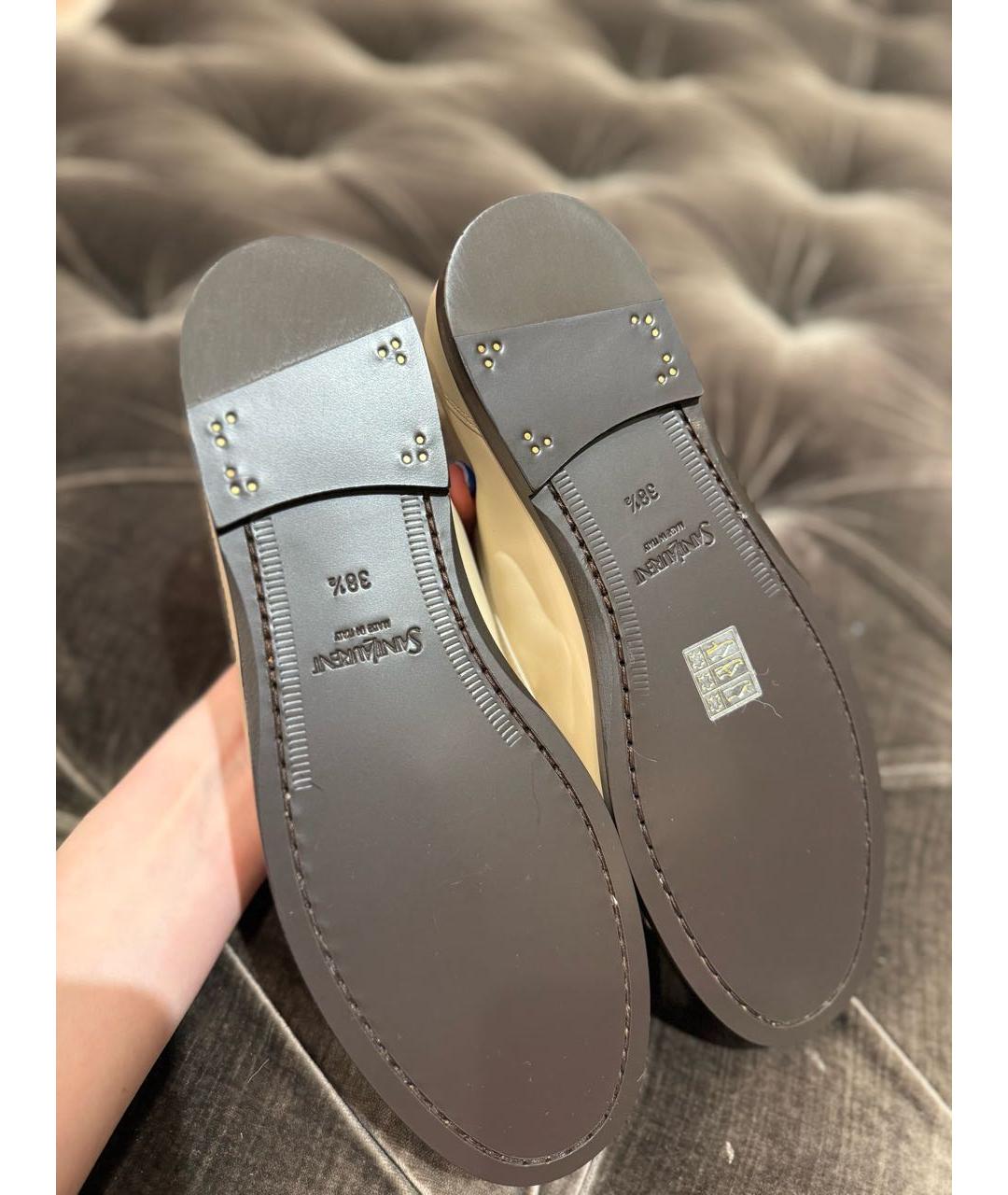 SAINT LAURENT Белые кожаные мокасины, фото 7