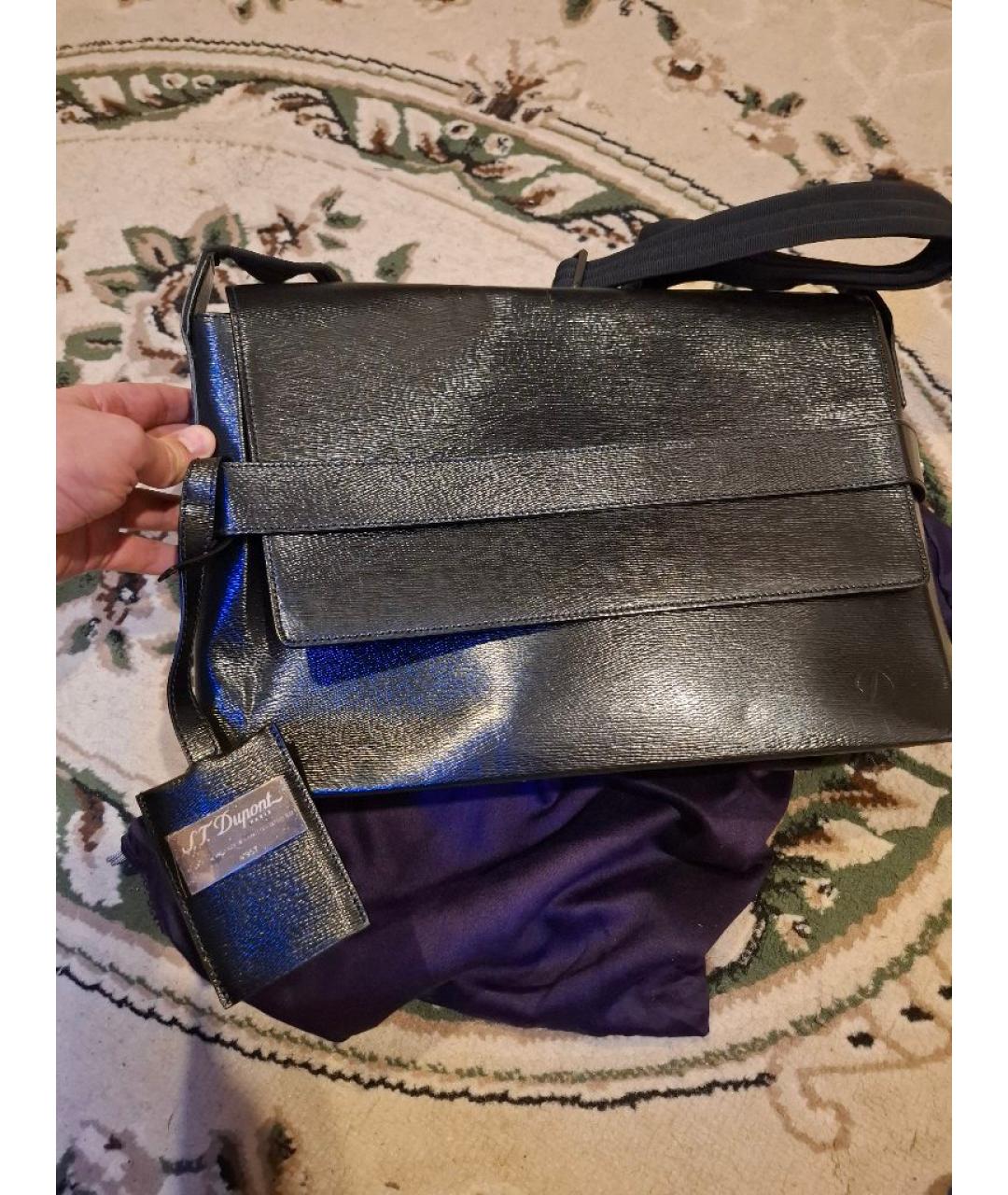 DUPONT Черный кожаный портфель, фото 5