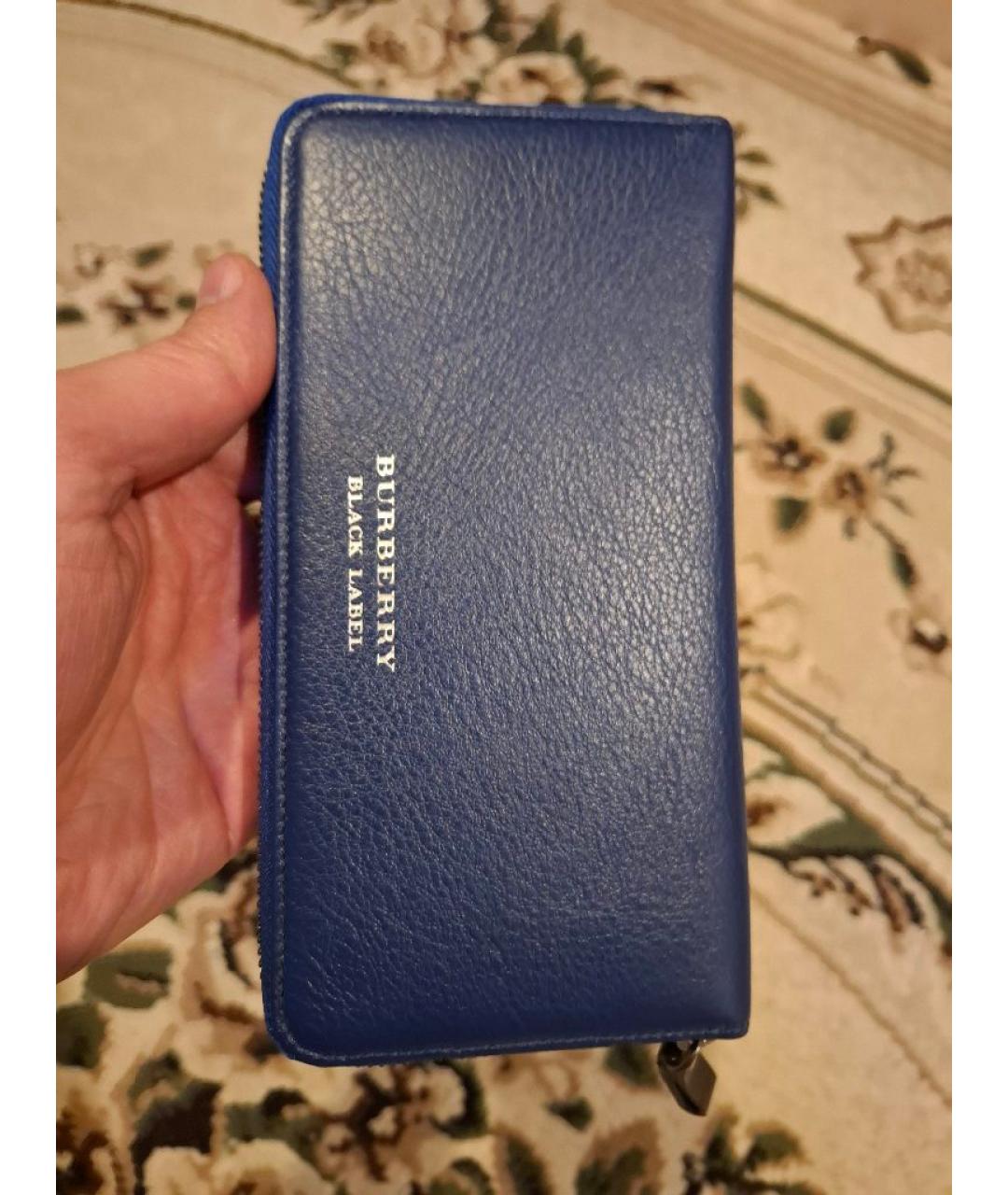 BURBERRY Синий кожаный кошелек, фото 4