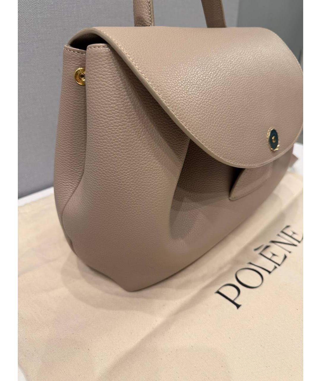 POLENE Бежевая кожаная сумка через плечо, фото 8