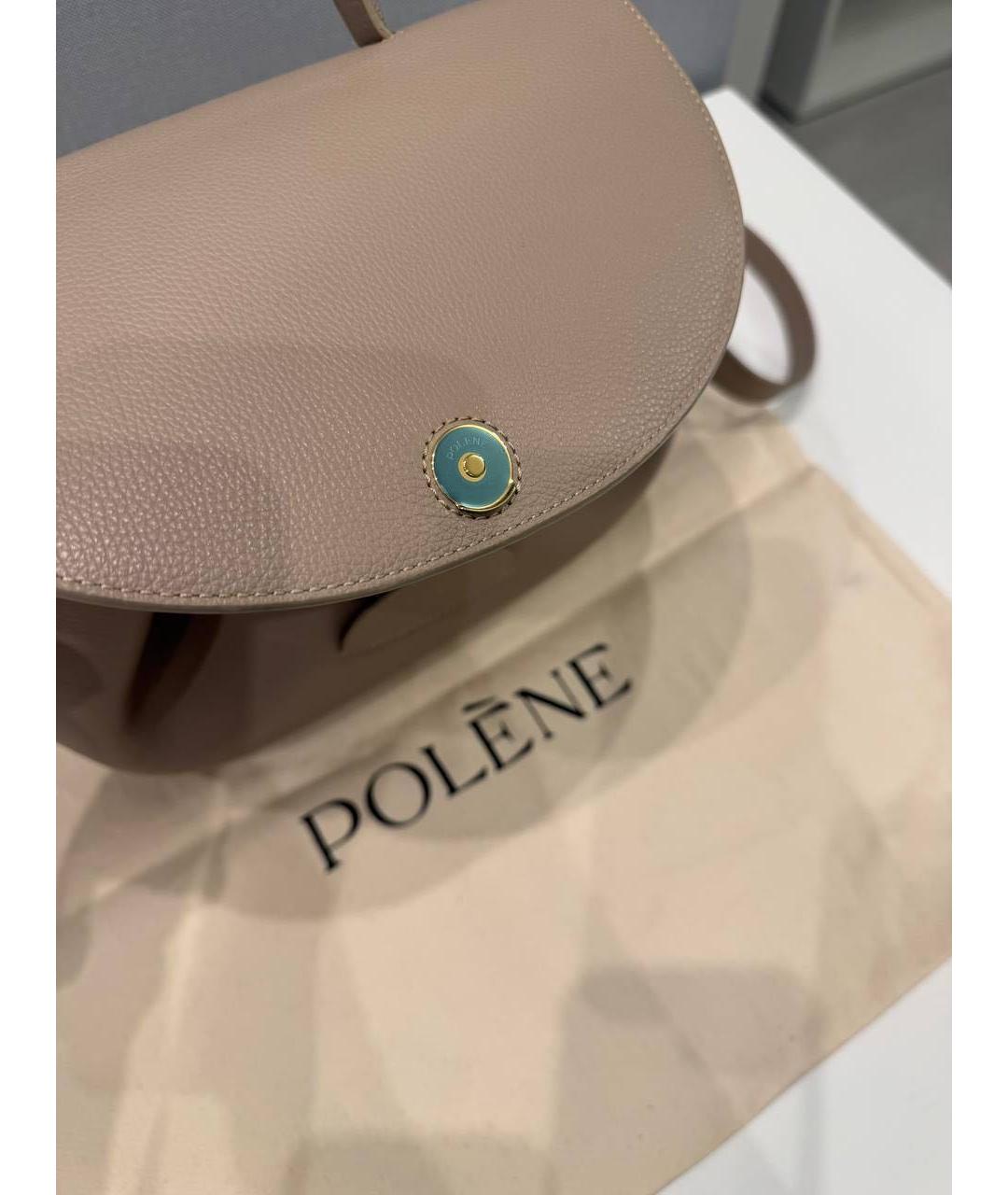 POLENE Бежевая кожаная сумка через плечо, фото 9