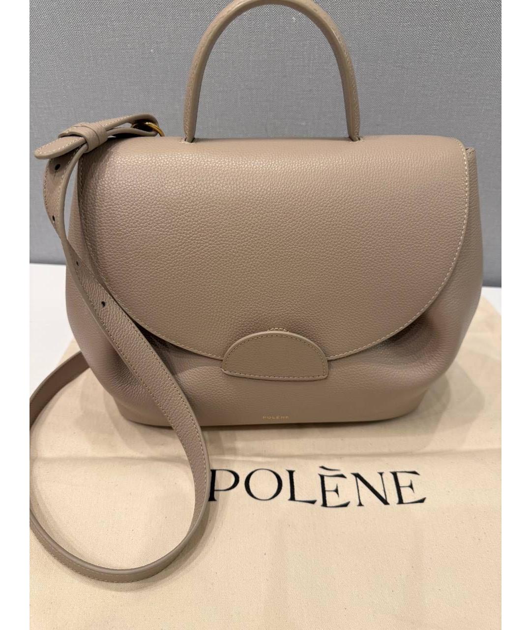 POLENE Бежевая кожаная сумка через плечо, фото 2